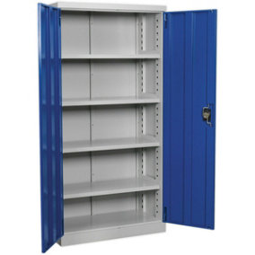 1800mm Double Door Industrial Cabinet - 4 x Shelves - Reinforced Steel Doors