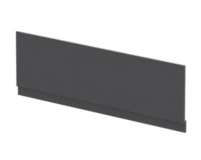 1800mm Edge/Power Straight Front Bath Panel & Plinth - Textured Woodgrain Graphite Grey