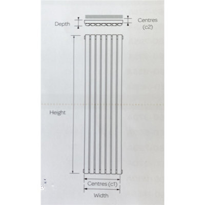 1800mm (H) x 300mm (W) - White Vertical Radiator (Paris) - SINGLE Panel - (1.8m x 0.3m) - Depth 55mm