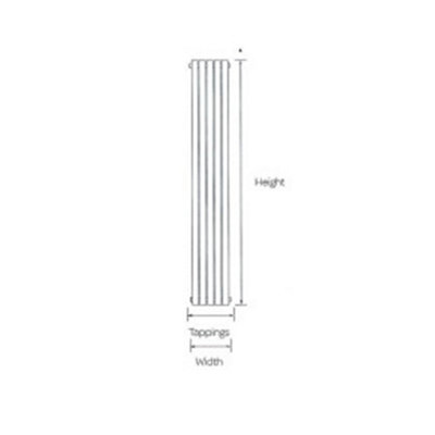 1800mm (H) x 440mm (W) - Vertical Bathroom Flat Radiator (Cambridge) - (1.8m x 0.44m)