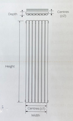 1800mm (H) x 540mm (W) - White Vertical Radiator (Paris) - SINGLE Panel - (1.8m x 0.42m) - Depth 55mm