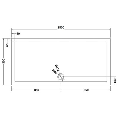1800mm x 800mm Premium Rectangular Shower Tray - Slate Grey
