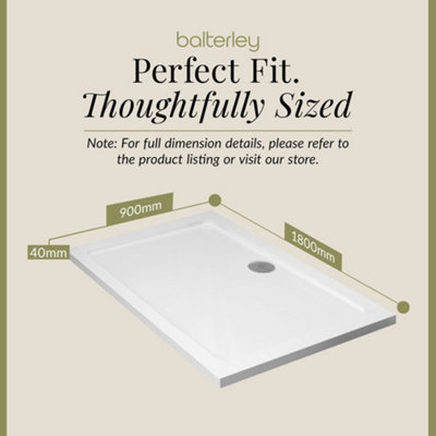 1800mm x 900mm Premium Rectangular Shower Tray - White - 3