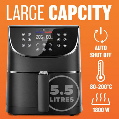 1800W 5.5L XXL Air Fryer - Oven Oil Free Air Fryers with Rapid Air Technology for Healthy Fast Cooking & 55% Energy-Saving - 7