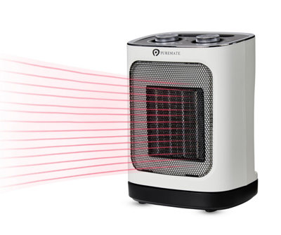 1800W Ceramic Tower Fan Heater with Automatic Oscillation  White