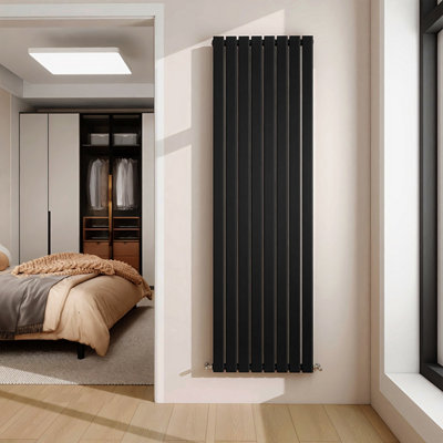 1800x544mm Vertical Single Flat Panel Designer Radiator Black