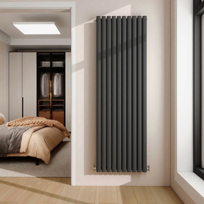 1800x590mm Vertical Double Oval Column Designer Radiator Anthracite