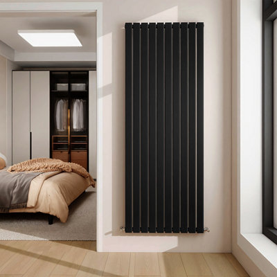 1800x680mm Vertical Single Flat Panel Designer Radiator Black