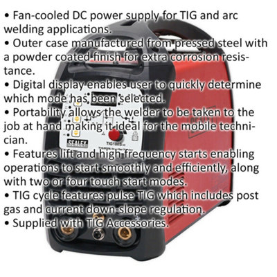 180A TIG & MMA Inverter Welder - Fan Cooled DC Power Supply - Arc Welding - 230V