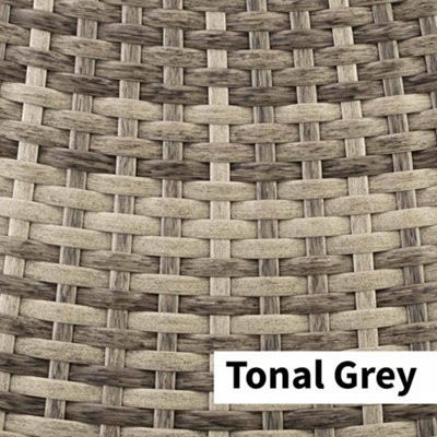 180cm 4 Piece Grey Rattan Daybed Outdoor Furniture Set with Extendable Canopy & Cushions Included (Tonal Grey) - 3