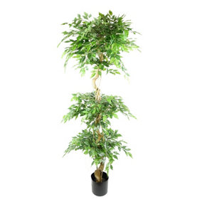 180cm Artificial Ficus Tree Triple Ball Topiary 1984 Leaves
