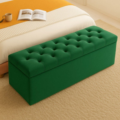 180cm Chesterfield Ottoman Storage Box- Plush Velvet Shoe Bench ...