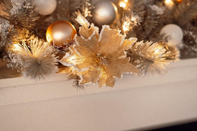 180cm Christmas Garland Silver Effect Pre Lit LED Artificial Decor Pine Cone - 7