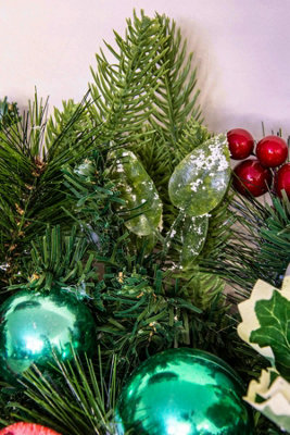180cm Decorated Mixed Pine Garland with Tartan Bows - 5