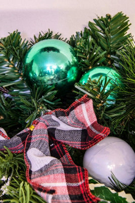 180cm Decorated Mixed Pine Garland with Tartan Bows - 6