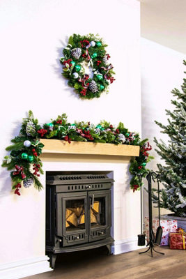 180cm Decorated Mixed Pine Garland with Tartan Bows - 9