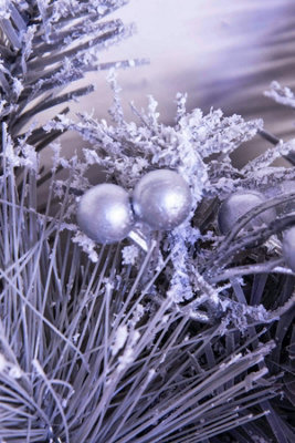 180cm Decorated Silver Mixed Pine Garland with Rose Gold Poinsettia - 5