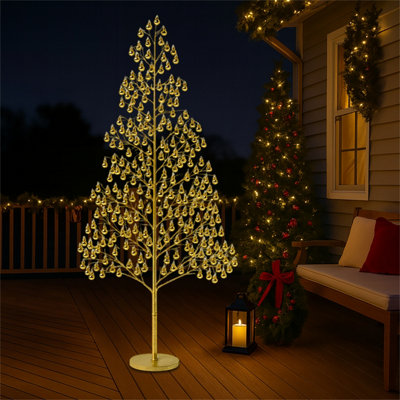 180CM Outdoor LED Christmas Tree with gold Balls Festive Light 1000 ...