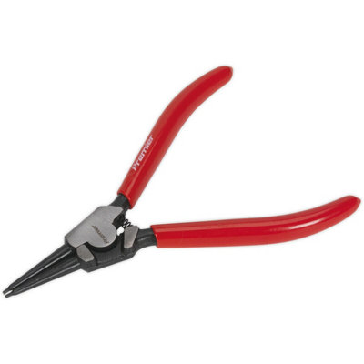 180mm Straight Nose External Circlip Pliers - Spring Loaded Jaws - Non-Slip Tips