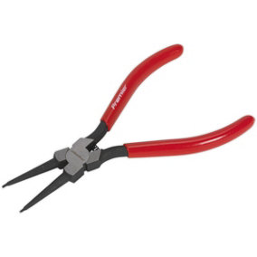 180mm Straight Nose Internal Circlip Pliers - Spring Loaded Jaws - Non-Slip Tips