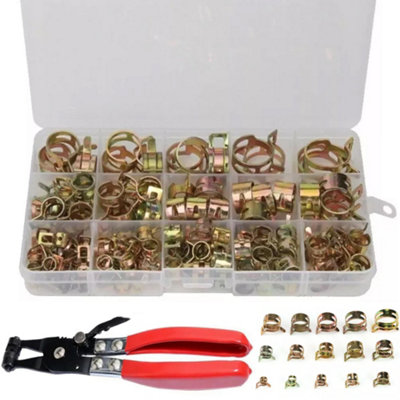 180pcs 6-22mm Spring Clips Fuel Hose Line Water Pipe Air Tube Clamps Pliers