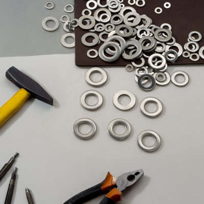 180x Small Repair Penny Washers Stainless Steel Flat Washers Set with Storage Box