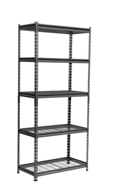 183 x 90 x 45cm - Black - 5 Tier Boltless Heavy Duty Wire Shelving Unit - 1000kg Load Weight