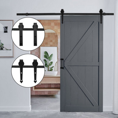 183cm Black Sliding Barn Door Kit Carbon Steel Internal Door Track Hardware Kit Closet Rail Sliding Kit