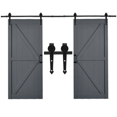 183cm Black Sliding Barn Door Kit Carbon Steel Internal Door Track Hardware Kit Closet Rail Sliding Kit