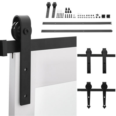 183cm Sliding Barn Door Kit Carbon Steel Internal Door Track Hardware Kit Closet Rail Sliding Kit for Single Door