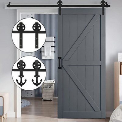 183cm Sliding Barn Door Kit Carbon Steel Internal Door Track Hardware Kit Closet Rail Sliding Kit