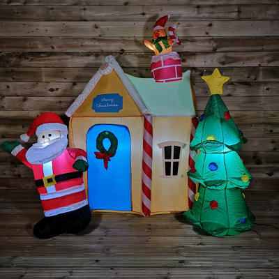 185 x 195cm Large Inflatable LED Santa Grotto Outdoor Christmas Decoration