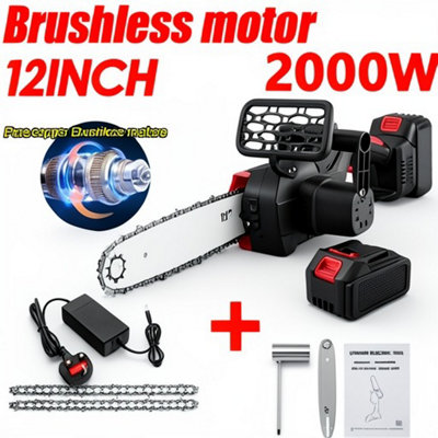 Cordless Chainsaw 12 InchElectric Handheld Wood Cutter 21V Battery Powered2 Pack from B&Q