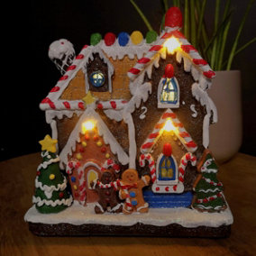 18cm Battery Operated Light up Christmas Gingerbread House with Warm White LEDs