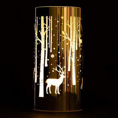 18cm Christmas Decorated Vase Table Deer Scene Silver - 6