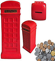 18Cm Phone Money Box Telephone London Coins Piggy Bank Safe Novelty Cash Gift