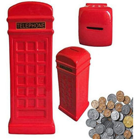 18Cm Phone Money Box Telephone London Coins Piggy Bank Safe Novelty Cash Gift