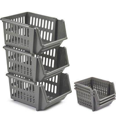 18cm Plastic Stacking Basket Stackable Storage Organizer for Kitchen ...