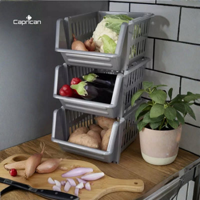 18cm Plastic Stacking Basket Stackable Storage Organizer for Kitchen ...