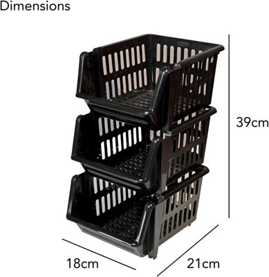 18cm Plastic Stacking Basket Stackable Storage Organizer for Kitchen ...
