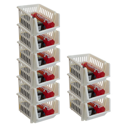 18cm Plastic Stacking Basket Stackable Storage Organizer for Kitchen ...