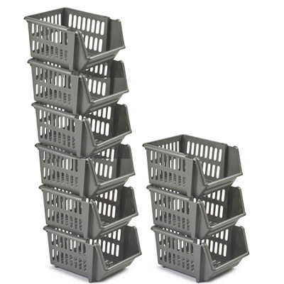 18cm Plastic Stacking Basket Stackable Storage Organizer for Kitchen ...