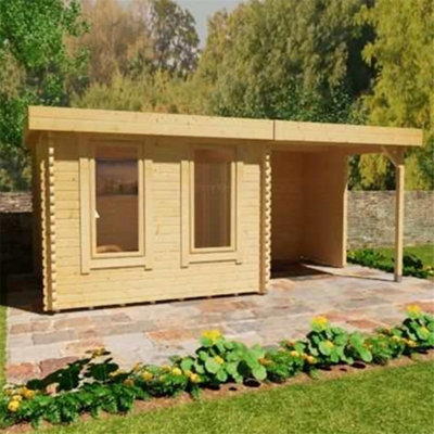 18ft x 10ft (5.48m x 3.04m) Yogi 44mm Wooden Log Cabin (19mm Tongue and Groove Floor and Roof) (18 x 10) (18x10)