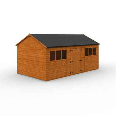 18ft x 10ft (5350mm x 2950mm) Horsforth Shiplap Apex Workman Shed with 6 Windows (12mm Tongue and Groove Floor and Roof)
