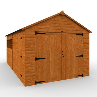 18ft x 10ft (5350mm x 2950mm) Horsforth Shiplap XL Garage With 4 Windows (12mm Tongue and Groove Floor and Roof)