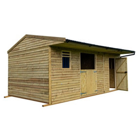 18ft x 12ft Mobile animal field shelter with storage/tack feed room, with front guttering
