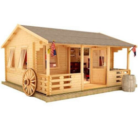 18ft x 14ft (5.35m x 4.15m) Leo 44mm Wooden Log Cabin (19mm Tongue and Groove Floor and Roof) (18 x 14) (18x14)