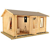 18ft x 14ft (5.35m x 4.15m) Ralph 44mm Wooden Log Cabin (19mm Tongue and Groove Floor and Roof) (18 x 14) (18x14)