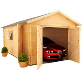18ft x 14ft (5.48m x 4.26m) Monty Workshop 44mm Wooden Log Cabin (19mm Tongue and Groove Roof) (18 x 14) (18X14)