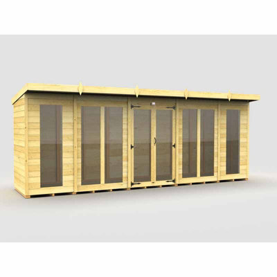 18ft x 4ft Pent Summer House (Full Height Window) - Wood - L 118 x W 533 x H 201 cm